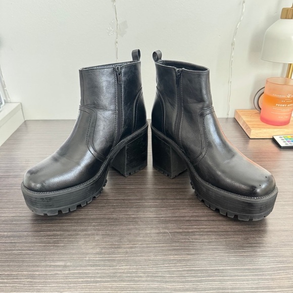 Black Leather Ankle Boots - Picture 2 of 4